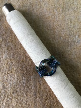 Anillo Miyuki y Swarovski Azul
