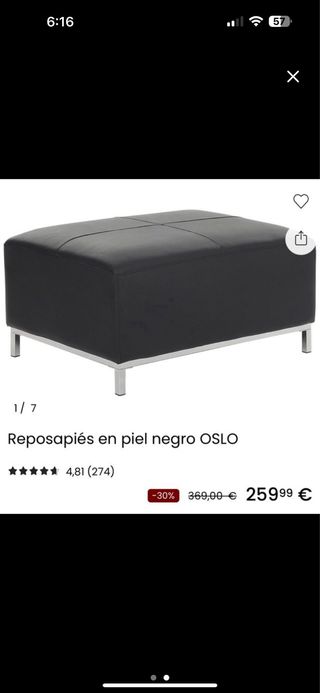 Sofá de piel negro