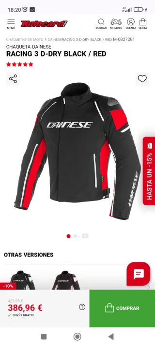 Chaqueta de moto Dainese negra y roja