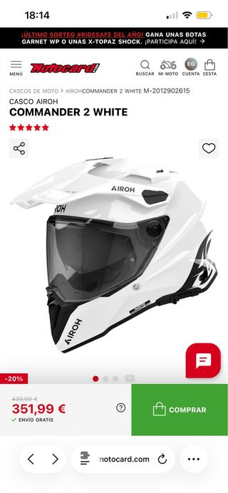Casco Airoh Commander 2 Talla M Blanco