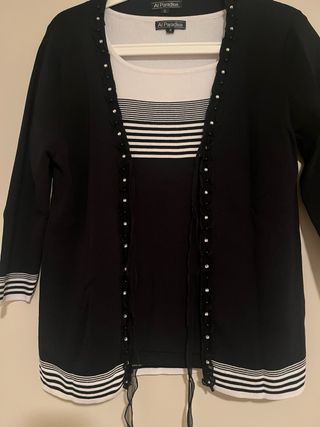 Top y chaqueta Rayas Manga francesa