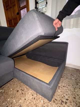 Sofá 2 plazas + chaiselongue gris