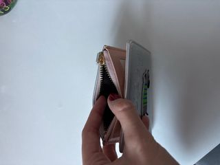 Cartera pequeña Eastern plateada con perro