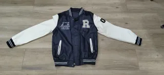 Chaqueta Polipiel Universitaria XL Azul/Blanco