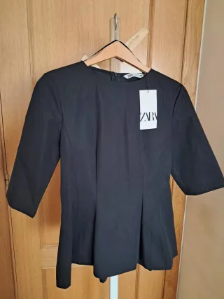 Blusa Zara Negra Manga 3/4