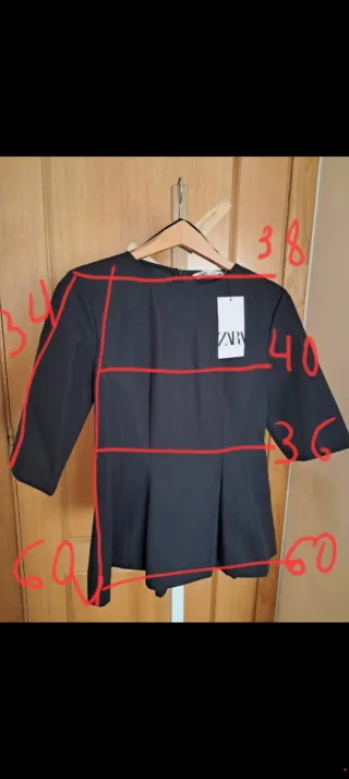 Blusa Zara Negra Manga 3/4