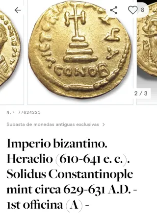 Solidus Oro Heraclio Constantinopla 629-631