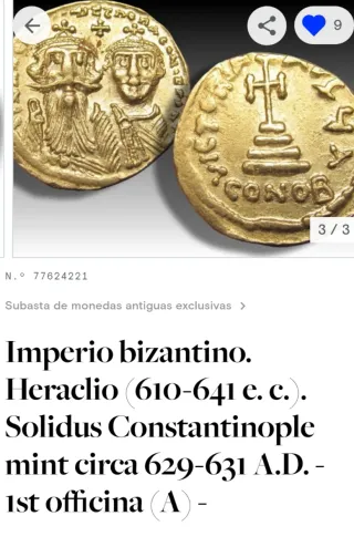 Solidus Oro Heraclio Constantinopla 629-631