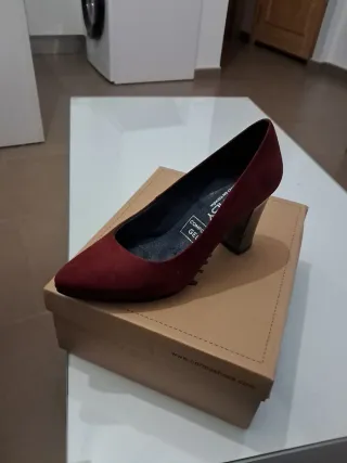 Zapatos de tacón Corina rojos y tacon plata