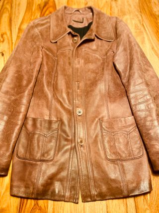 Chaqueta Piel Vintage Rojo Burdeos