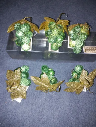 Decorazioni Uva Vetro Oro e Verde
