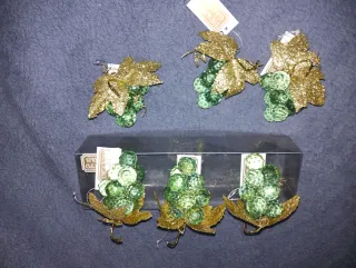 Decorazioni Uva Vetro Oro e Verde