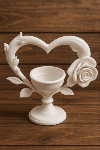 Portacandele Cuore con Rosa