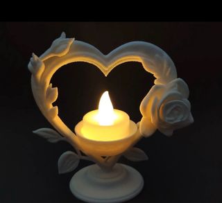 Portacandele Cuore con Rosa