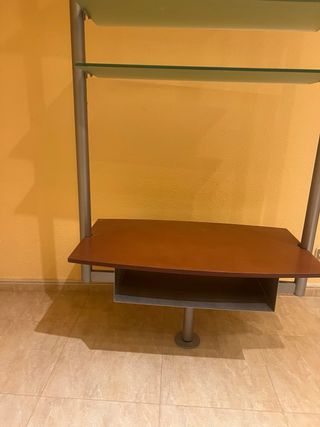 Mueble TV giratorio cristal y madera