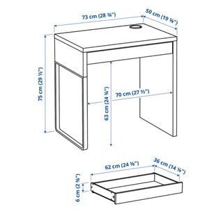 Mesa de madera blanca modelo Micke