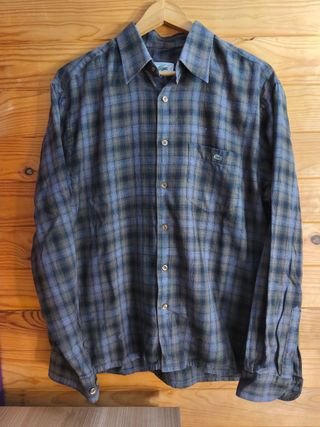 Camisa Lacoste Color Marron y Gris Talla M.