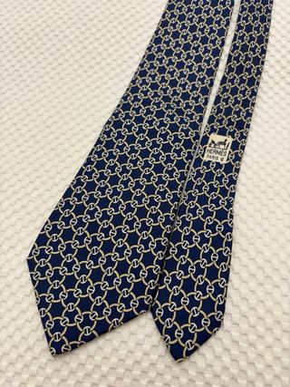 Corbata Hermès Azul y Dorada