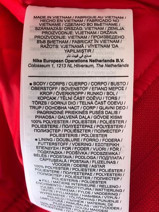 Cazadora Bomber Nike Roja Talla S