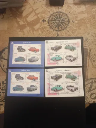 Lote 4 Hojitas Sellos España Coches Época