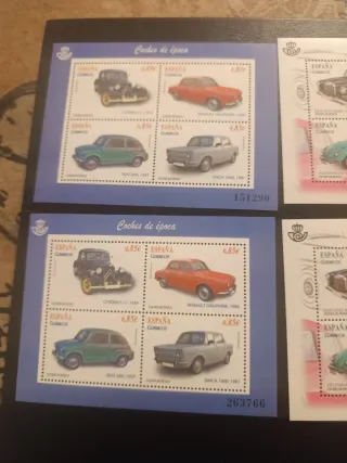 Lote 4 Hojitas Sellos España Coches Época