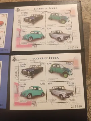 Lote 4 Hojitas Sellos España Coches Época