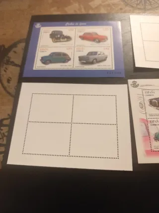 Lote 4 Hojitas Sellos España Coches Época