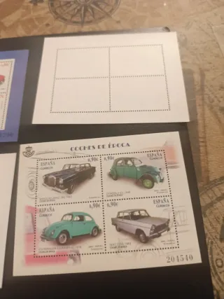Lote 4 Hojitas Sellos España Coches Época