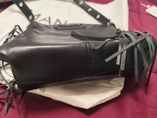 Bolso Mango Negro Flecos Tendencia