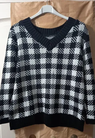 Jersey cuadros blanco y negro