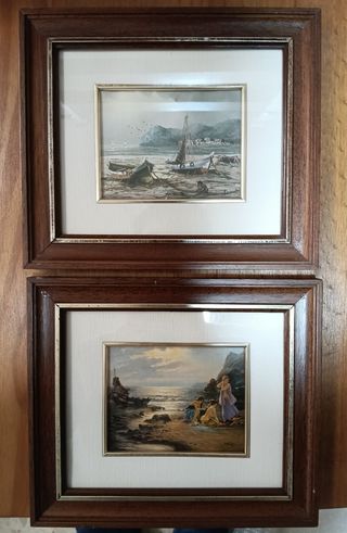 Pareja Cuadros Miniatura Vintage