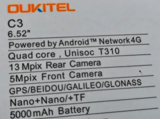 Oukitel C3 16GB RAM 64GB Storage Nuovo