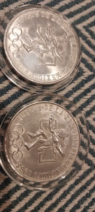 2 Monedas Plata México 1968 Olimpiada