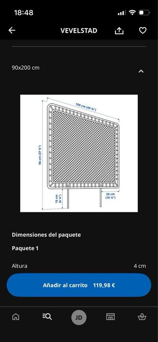Estructura cama 90x200 con cabecero ratán