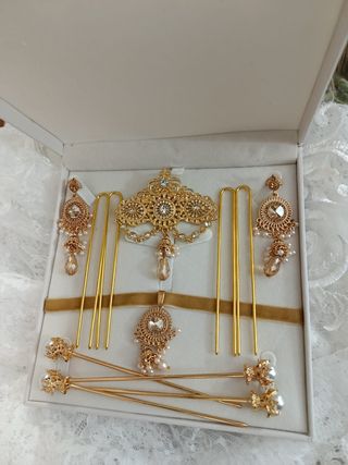 Aderezo Fallera Completo Oro y Perlas