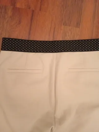 Pantalón recto Zara Mujer Talla M Crema