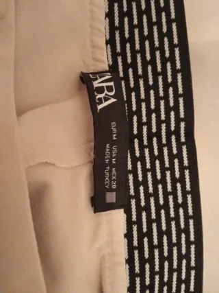 Pantalón recto Zara Mujer Talla M Crema