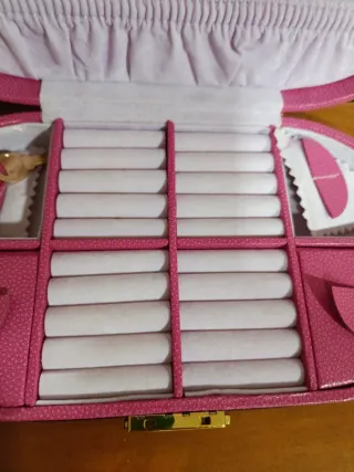 Joyero ovalado rosa con espejo