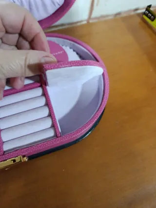 Joyero ovalado rosa con espejo