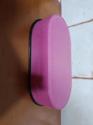 Joyero ovalado rosa con espejo