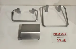 Conjunto 3 piezas baño metal plateado