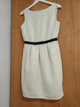 Vestido fiesta blanco y negro