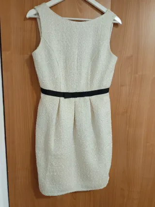 Vestido fiesta blanco y negro