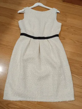 Vestido fiesta blanco y negro