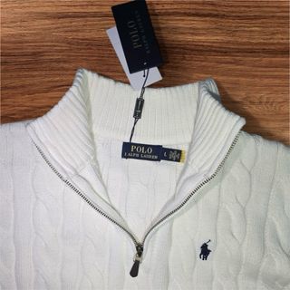 Maglione Ralph Lauren mezza zip bianco