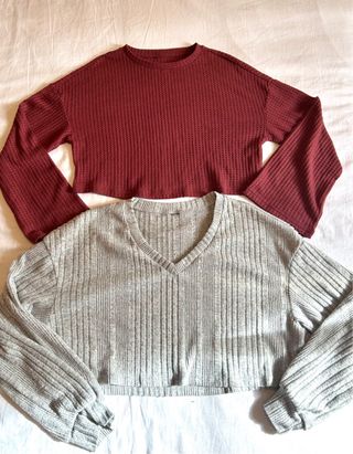 Conjunto 2 Tops Crop Manga Larga