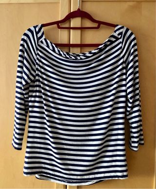 Camiseta Adolfo Domínguez Rayas azules con adorno