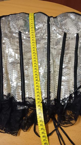 Corpiño lentejuelas plateadas talla L
