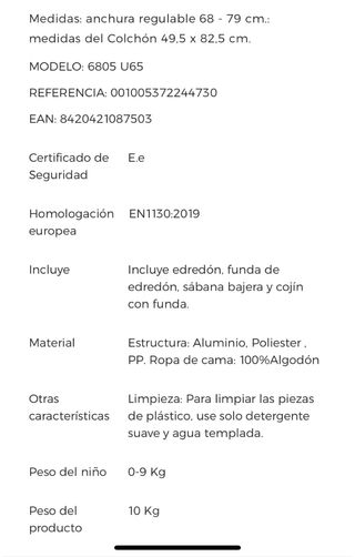 Cuna colecho Jané Baby Side en  perfecto estado