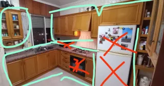 Cocina completa madera y granito